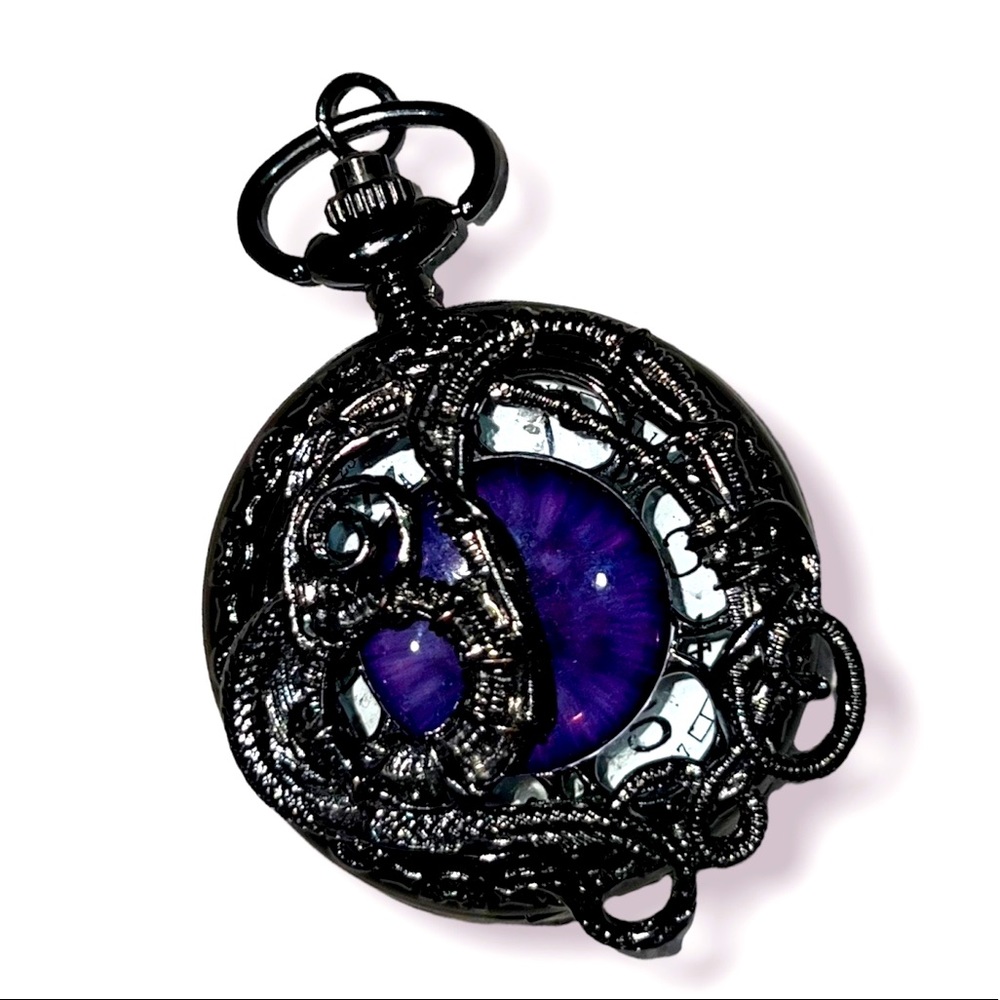 Purple dragon eye decorative pocket watch costume